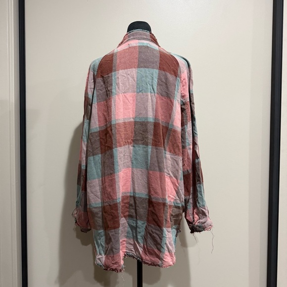 We The Free Plaid Released Trim Button-Down Top - Picture 2 of 11